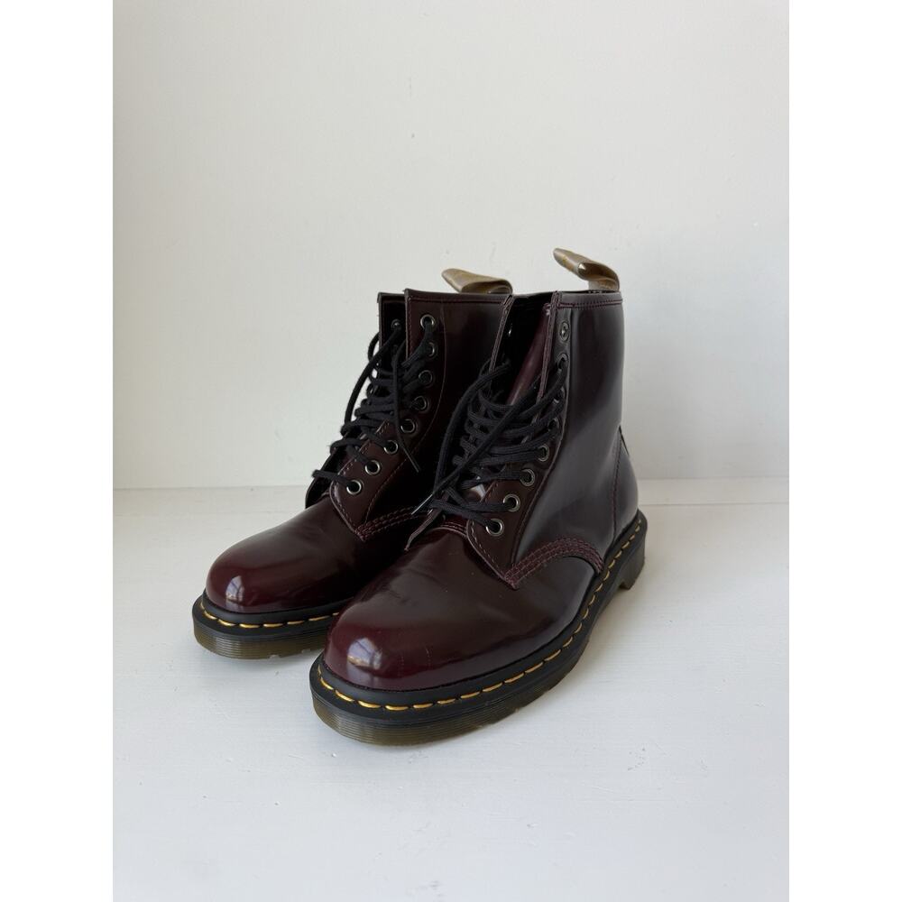 Dr. Martens Vegan 1460 Cherry Red Oxford Rub Off Boots Womens 8